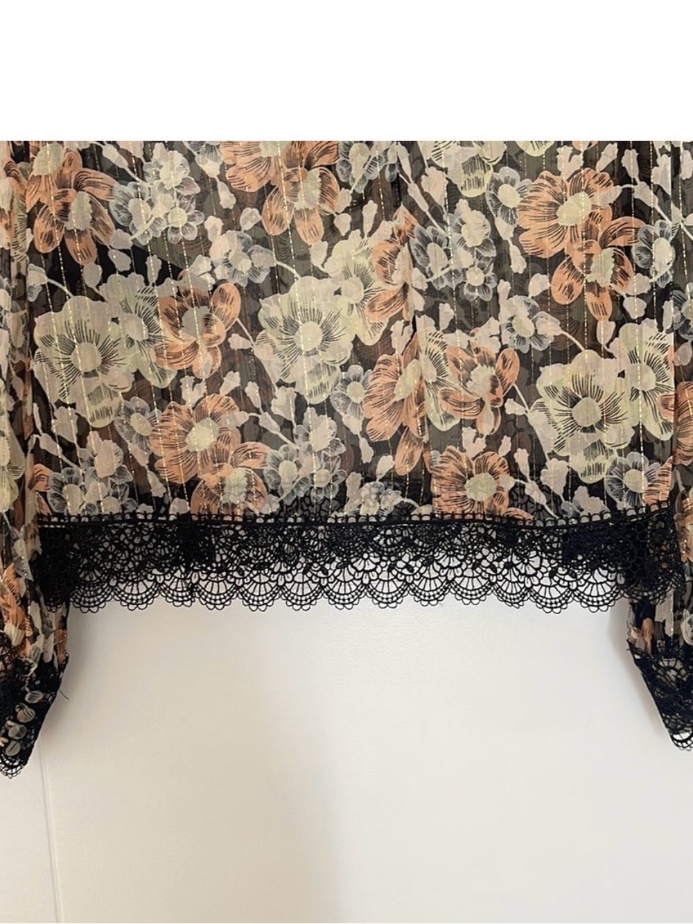 The Kooples Black Sheer Floral Lace Blouse - Picture 6 of 7